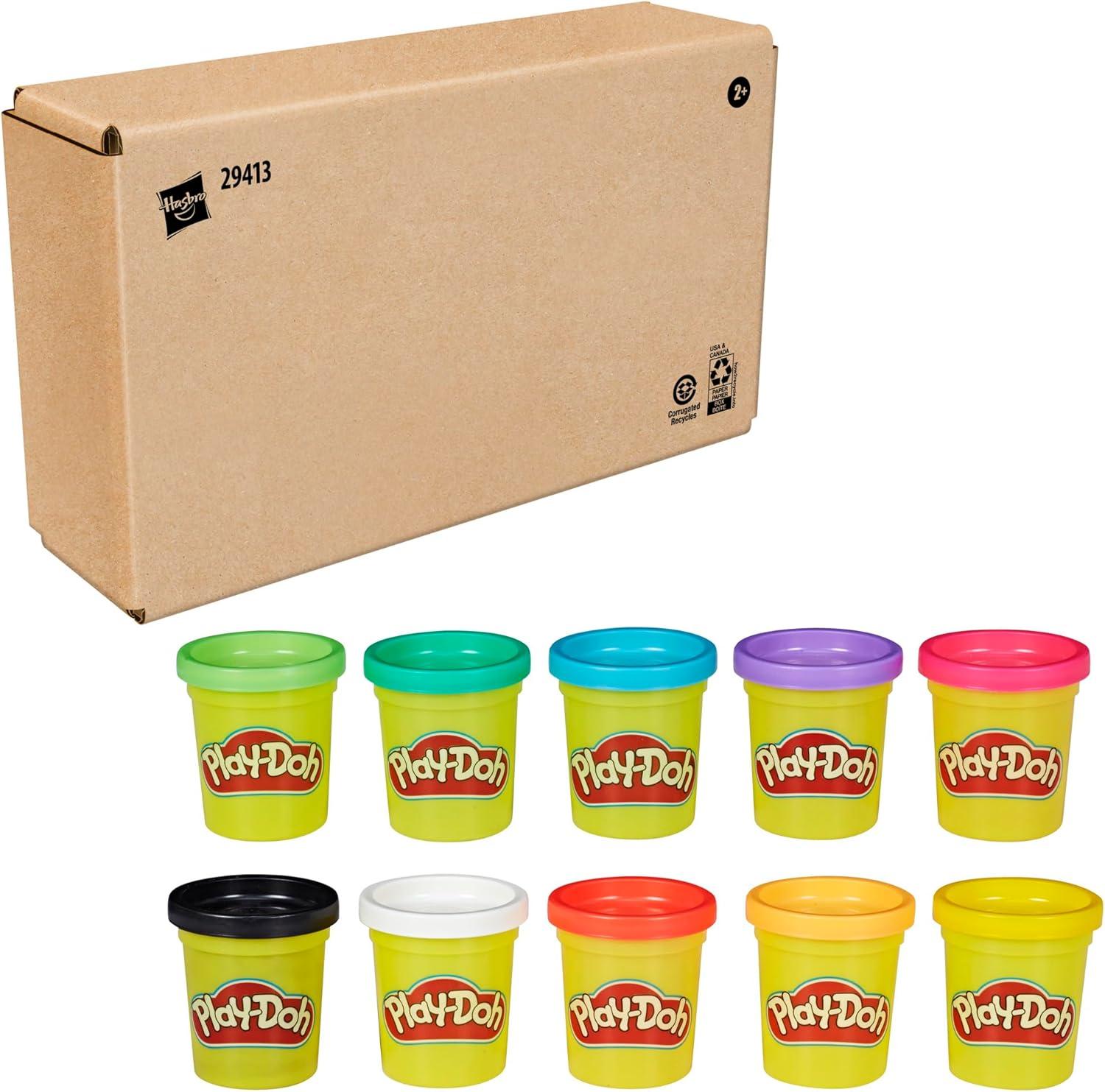 imagePlay Doh Modeling Compound 10Pack Case of Assorted Colors NonToxic 2 oz Cans Back to School Gifts Prizes ampamp Party Favors Preschool Toys for Kids Ages 2 Amazon Exclusive