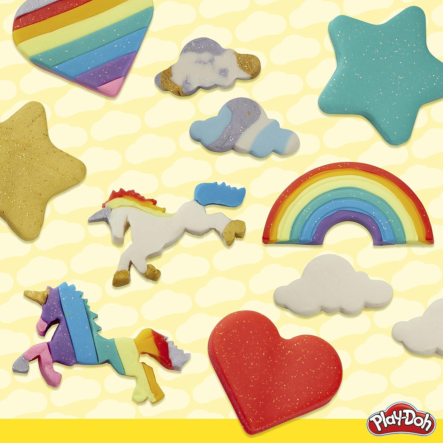 imagePlayDoh Unicorn Theme 13Pack of NonToxic Modeling Compound Including Sparkle and Metallic Colors Plus 6 Tools Amazon ExclusiveUnicorn