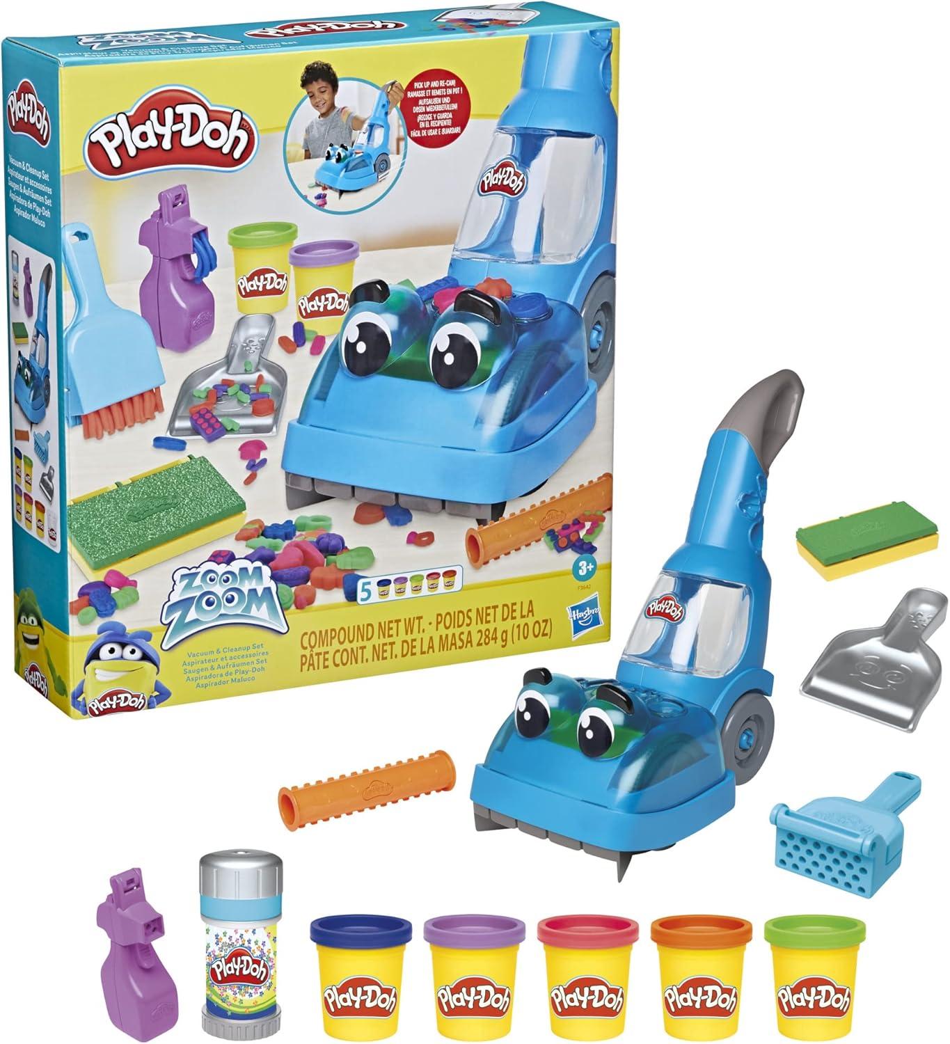 imagePlayDoh Zoom Zoom Vacuum Cleaner Toy 6 Accessories ampamp 5 Cans of Assort Colors Cleaning Toys for Kids Back to School Classroom Supplies Preschool Toys Ages 3