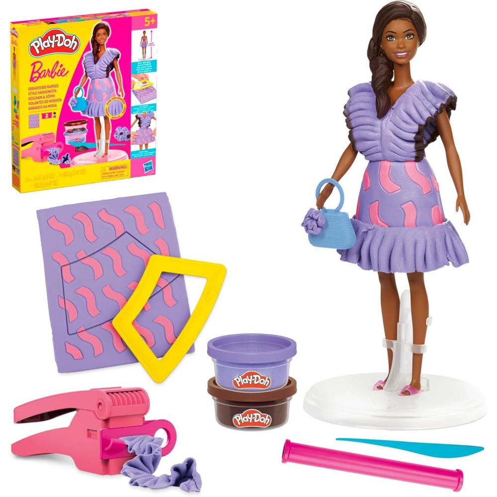 imagePlayDoh Barbie Fashionista Ruffles Set Make Doll Clothes with Modeling Compound ampamp 10 Fashion Accessories Arts ampamp Crafts for Girls ampamp Boys 5