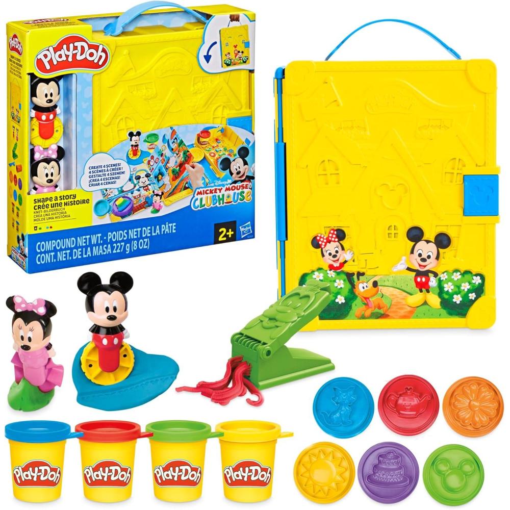 imagePlayDoh Disney Junior Mickey Mouse Clubhouse Shape a Story Playset Storage ampamp Travel Arts ampamp Crafts Preschool Toys for Kids 2