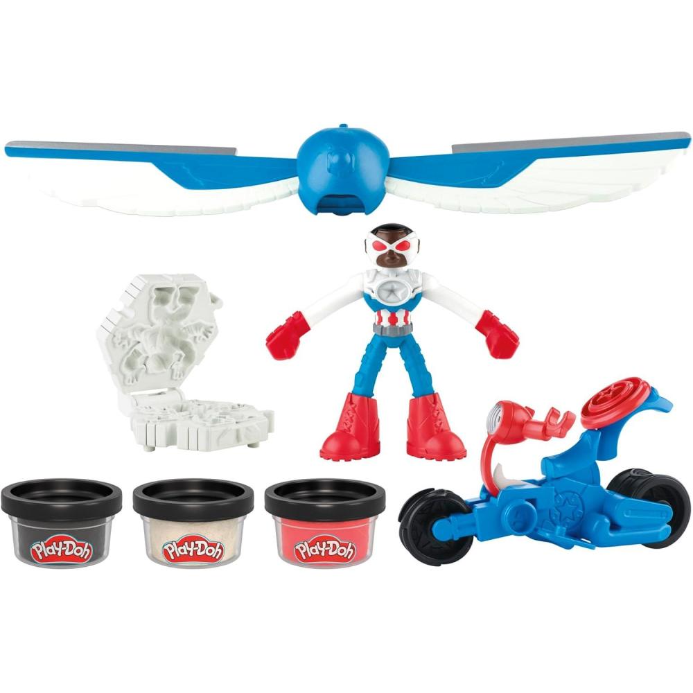 imagePlayDoh Marvel Captain America MotoSlicer Playset with Bendy Action Figure 3 Accessories Imagination Toys for Kids 4 Years ampamp Up