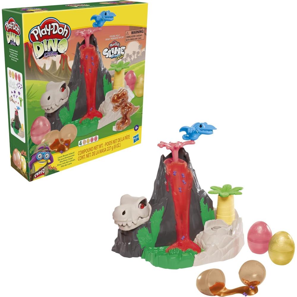 imagePlayDoh Slime Dino Crew Lava Bones Island Volcano Playset with HydroGlitz Eggs and Mixins Dinosaur Toy for Kids 4 Years and Up NonToxic