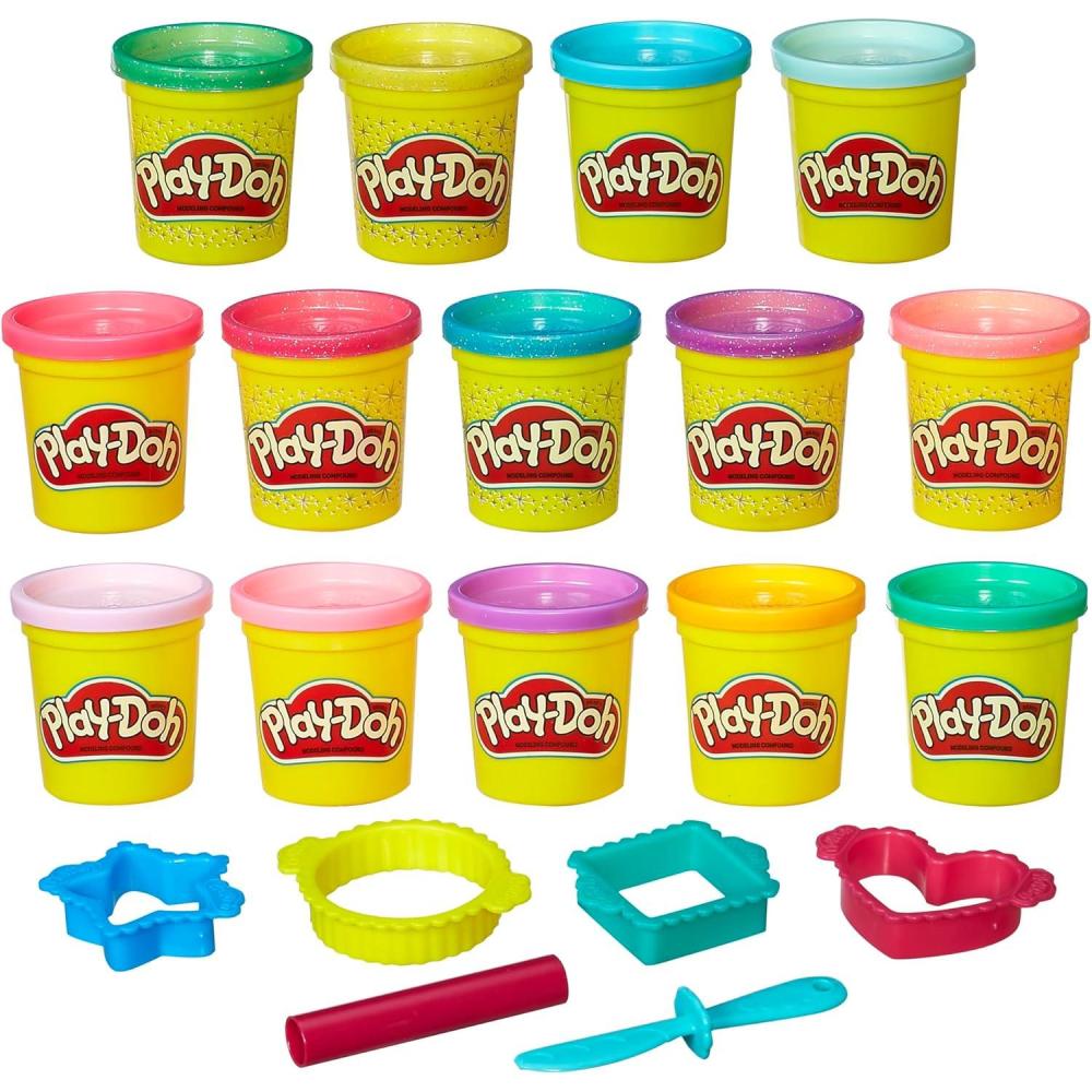 imagePlayDoh Sparkle and Bright 14 Pack NonToxic Modeling Compound 3Oz Cans Back to School Classroom Supplies Preschool Toys Ages 3 Amazon ExclusiveSparkle and Bright