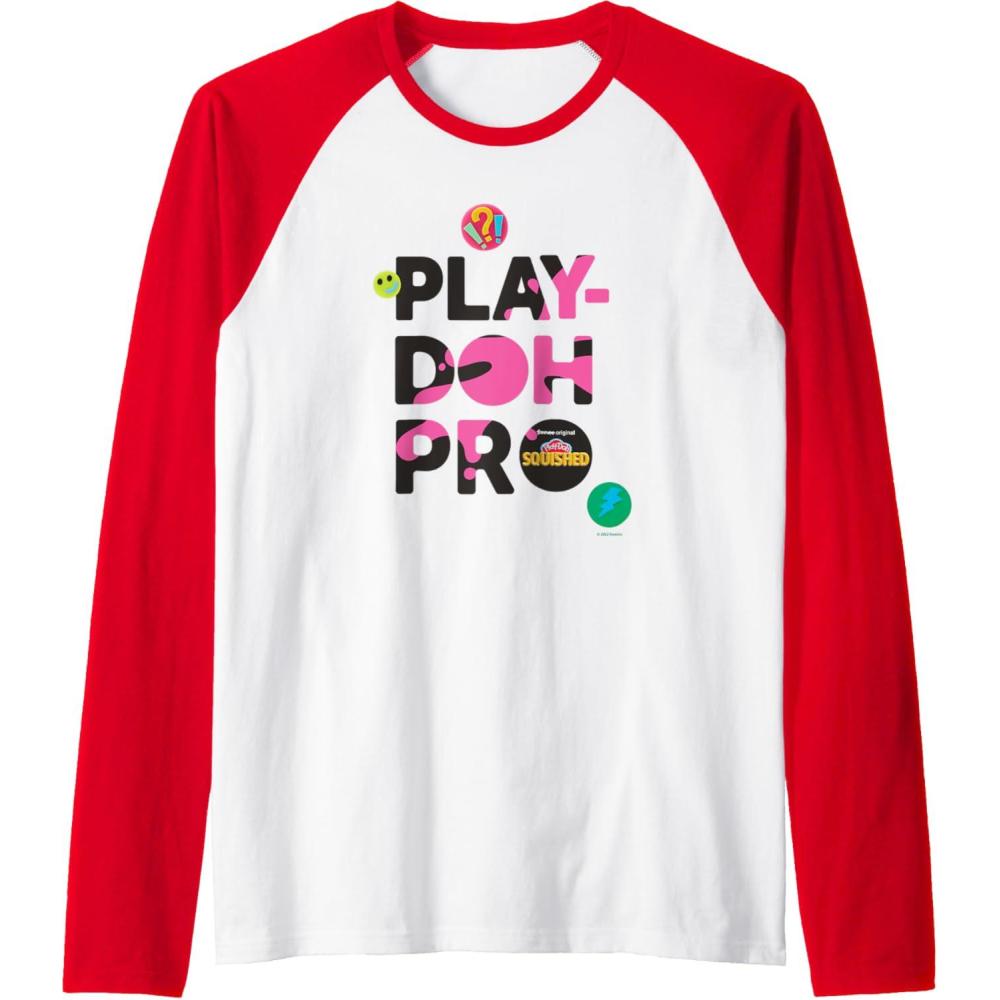 imagePlayDoh Squished Pro Center Bold Filled Logo Raglan Baseball TeeRedWhite