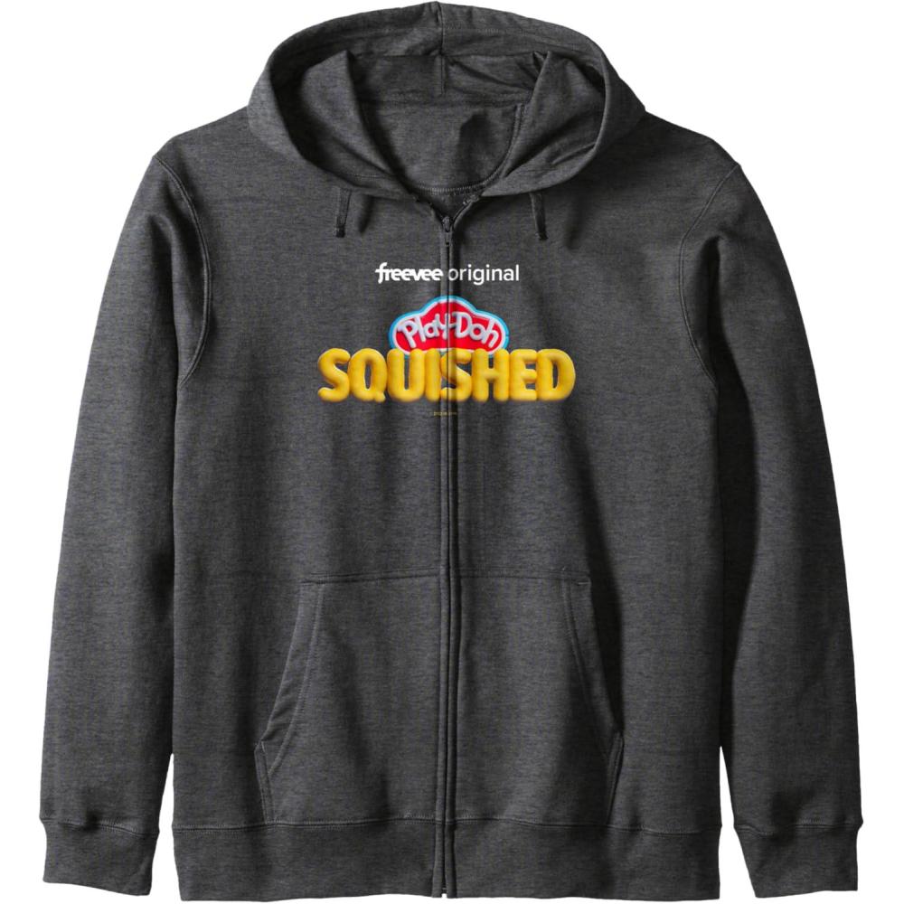 imagePlayDoh Squished Retro Classic Dough Logo Zip HoodieDark Heather Grey