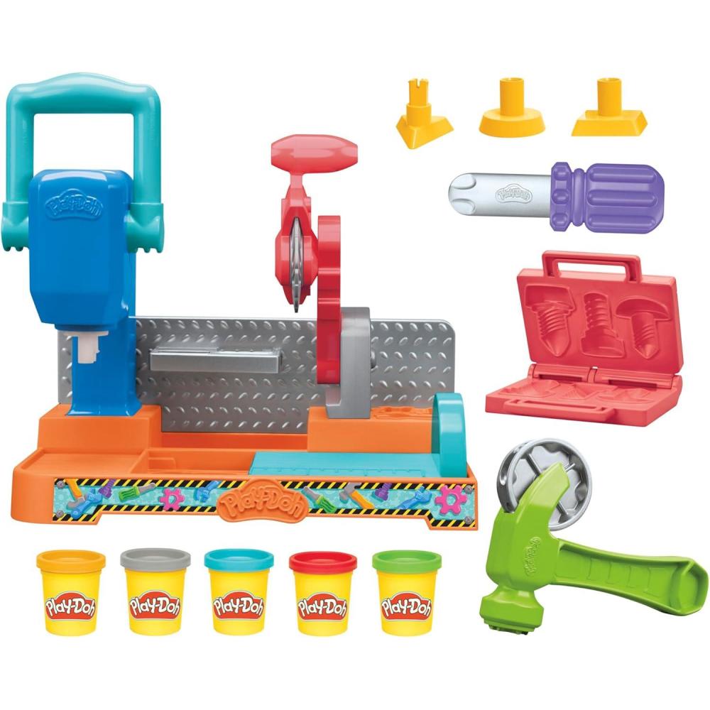 imagePlayDoh Stamp ampamp Saw Tool Bench Playset Construction Toys for Boys ampamp Girls 3 Years ampamp Up Kids Arts ampamp Crafts