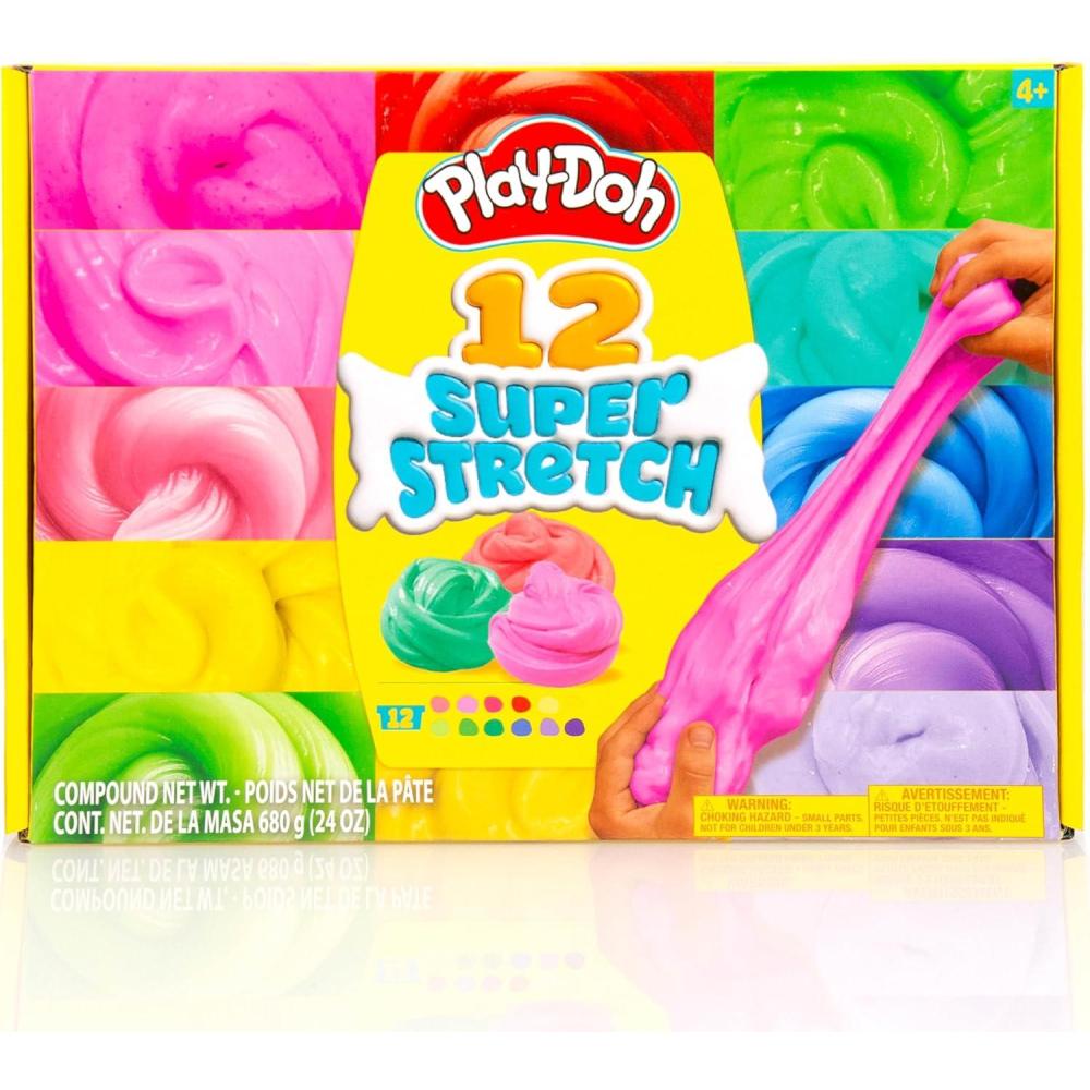 imagePlayDoh Super Stretch 12Pack Playdoh Variety Kit Kids Gifts Popular Toys Party Favors for Ages 812 Bulk Compound Packs12 pack super stretch