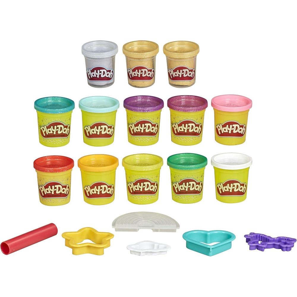 imagePlayDoh Unicorn Theme 13Pack of NonToxic Modeling Compound Including Sparkle and Metallic Colors Plus 6 Tools Amazon ExclusiveUnicorn