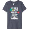 Play-Doh Squished Imagine Create Repeat Rainbow Stack Logo Premium T-Shirt(Heather Blue)