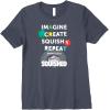 Play-Doh Squished Imagine Create Repeat Rainbow Stack Logo Premium T-Shirt(Heather Blue)