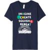 Play-Doh Squished Imagine Create Repeat Rainbow Stack Logo Premium T-Shirt(Navy Blue)