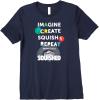 Play-Doh Squished Imagine Create Repeat Rainbow Stack Logo Premium T-Shirt(Navy Blue)
