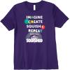Play-Doh Squished Imagine Create Repeat Rainbow Stack Logo Premium T-Shirt(Purple)
