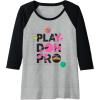 Play-Doh Squished Pro Center Bold Filled Logo Raglan Baseball Tee(Black/Athletic Heather)