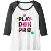 Play-Doh Squished Pro Center Bold Filled Logo Raglan Baseball Tee(Dark Heather Grey/White)