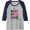 Play-Doh Squished Pro Center Bold Filled Logo Raglan Baseball Tee(Navy Blue/Athletic Heather)