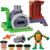 Play-Doh Teenage Mutant Ninja Turtles Slice & Blast Pizza Playset, Bendy 4 Inch Mikey Action Figure, Kids Arts & Crafts, TMNT Toys for Boys & Girls 4+