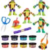 PLAY-DOH Teenage Mutant Ninja Turtles Cowabunga Creations Bendy 4 Inch Action Figures Set, Kids Arts & Crafts, TMNT Toys for Boys & Girls 4+