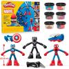 Play-Doh Marvel Hero Adventure Playset, 3 Marvel Action Figures with Wearable Tools, Black Panther, Captain America & Spider-Man Imagination Toys for Boys and Girls Ages 4 and Up(Hero Adventure Marvel Set)