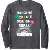 Play-Doh Squished Imagine Create Repeat Rainbow Stack Logo Long Sleeve T-Shirt(Dark Heather Grey)