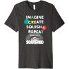 Play-Doh Squished Imagine Create Repeat Rainbow Stack Logo Premium T-Shirt(Dark Heather Grey)