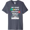 Play-Doh Squished Imagine Create Repeat Rainbow Stack Logo Premium T-Shirt(Heather Blue)
