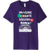 Play-Doh Squished Imagine Create Repeat Rainbow Stack Logo Premium T-Shirt(Purple)