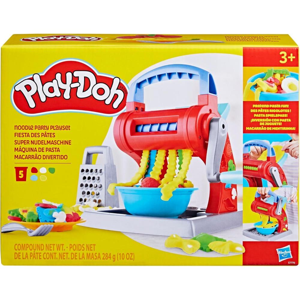 imagePlayDoh Kitchen Creations Noodle Party Playset for Kids 3 Years and Up with 5 NonToxic Colors Amazon ExclusiveDough