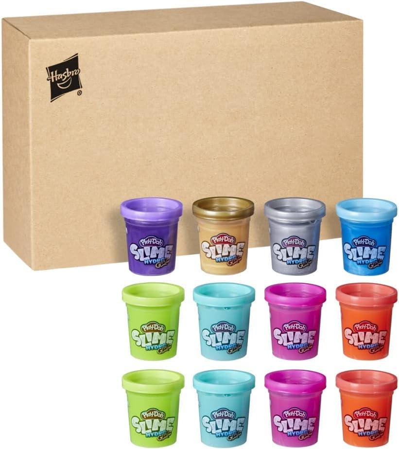 imagePlayDoh Slime HydroGlitz 12 Multipack of Assorted Metallic Colors for Kids 3 Years and Up Slippery and Smooth Texture NonToxic