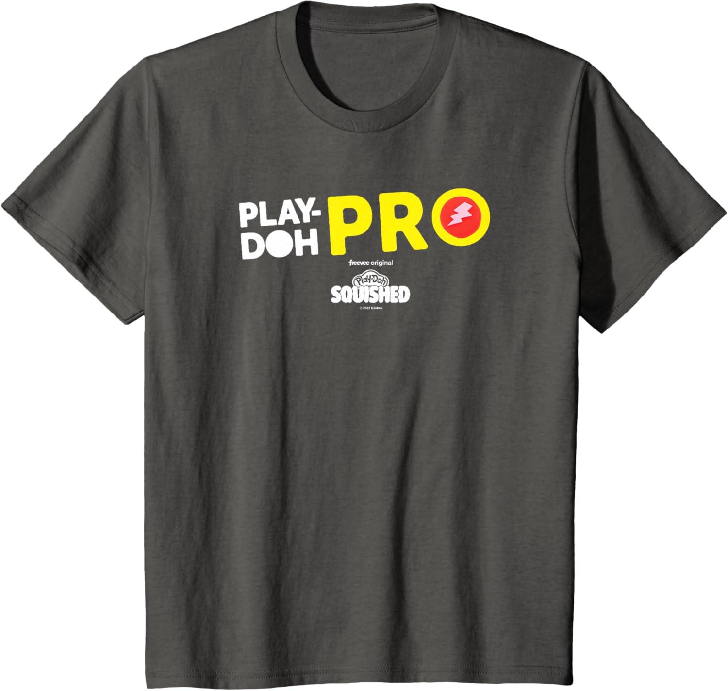 imagePlayDoh Squished Center PlayDoh Pro Bold Lightning Logo TShirtAsphalt Grey