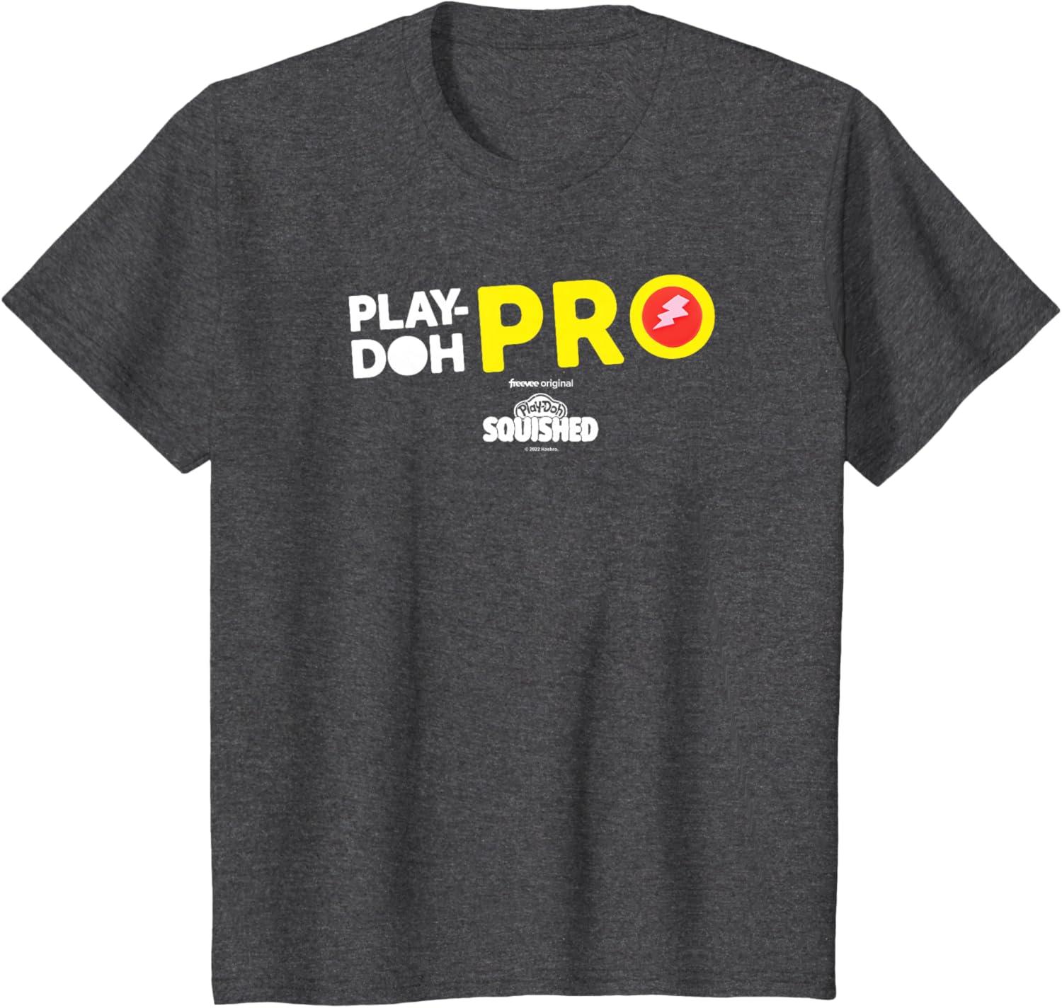 imagePlayDoh Squished Center PlayDoh Pro Bold Lightning Logo TShirtDark Heather Grey