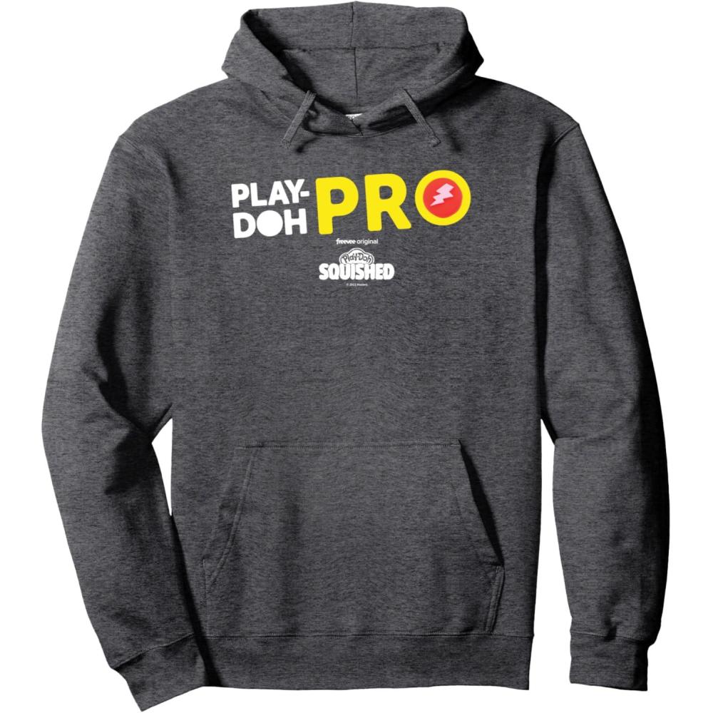 imagePlayDoh Squished Center PlayDoh Pro Bold Lightning Logo Pullover HoodieDark Heather Grey