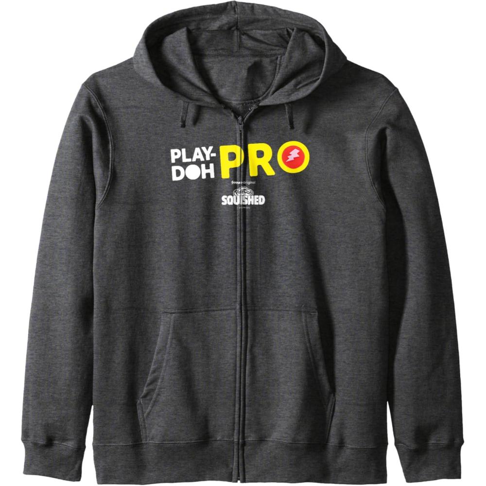 imagePlayDoh Squished Center PlayDoh Pro Bold Lightning Logo Zip HoodieDark Heather Grey