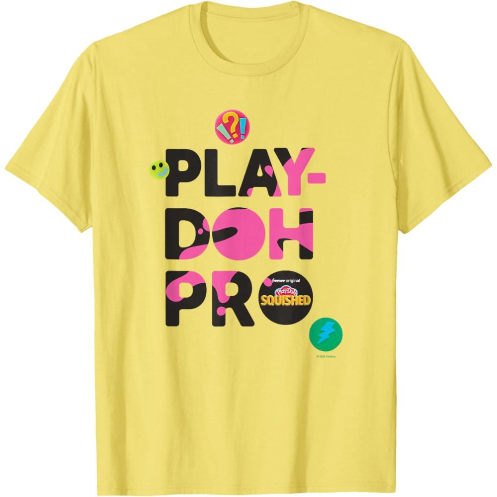imagePlayDoh Squished Pro Center Bold Filled Logo TShirtLemon Yellow