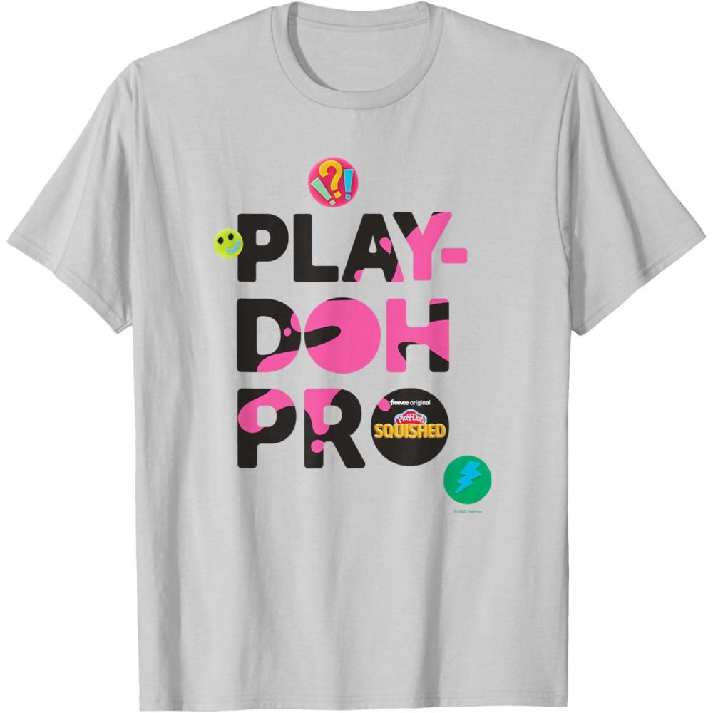 imagePlayDoh Squished Pro Center Bold Filled Logo TShirtSilver Grey