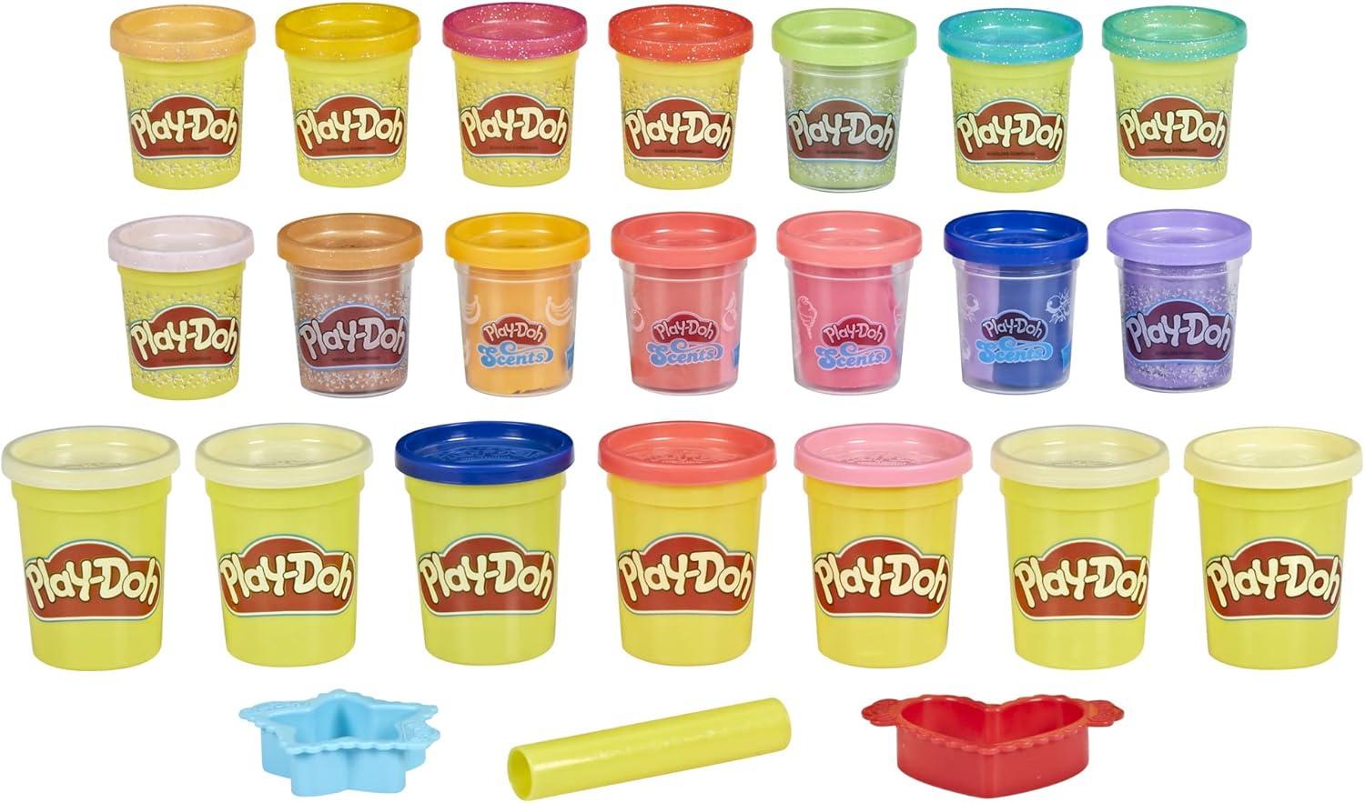 imagePlayDoh Bright n Happy Variety Pack with 21 Cans of Modeling Compound Including Scented Sparkle Metallic Arts and Crafts Toy for Kids 3 and Up NonToxic Amazon Exclusive