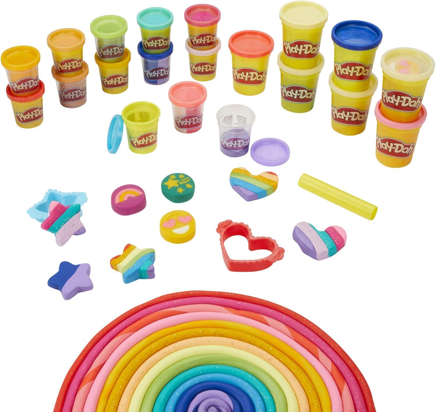 imagePlayDoh Bright n Happy Variety Pack with 21 Cans of Modeling Compound Including Scented Sparkle Metallic Arts and Crafts Toy for Kids 3 and Up NonToxic Amazon Exclusive