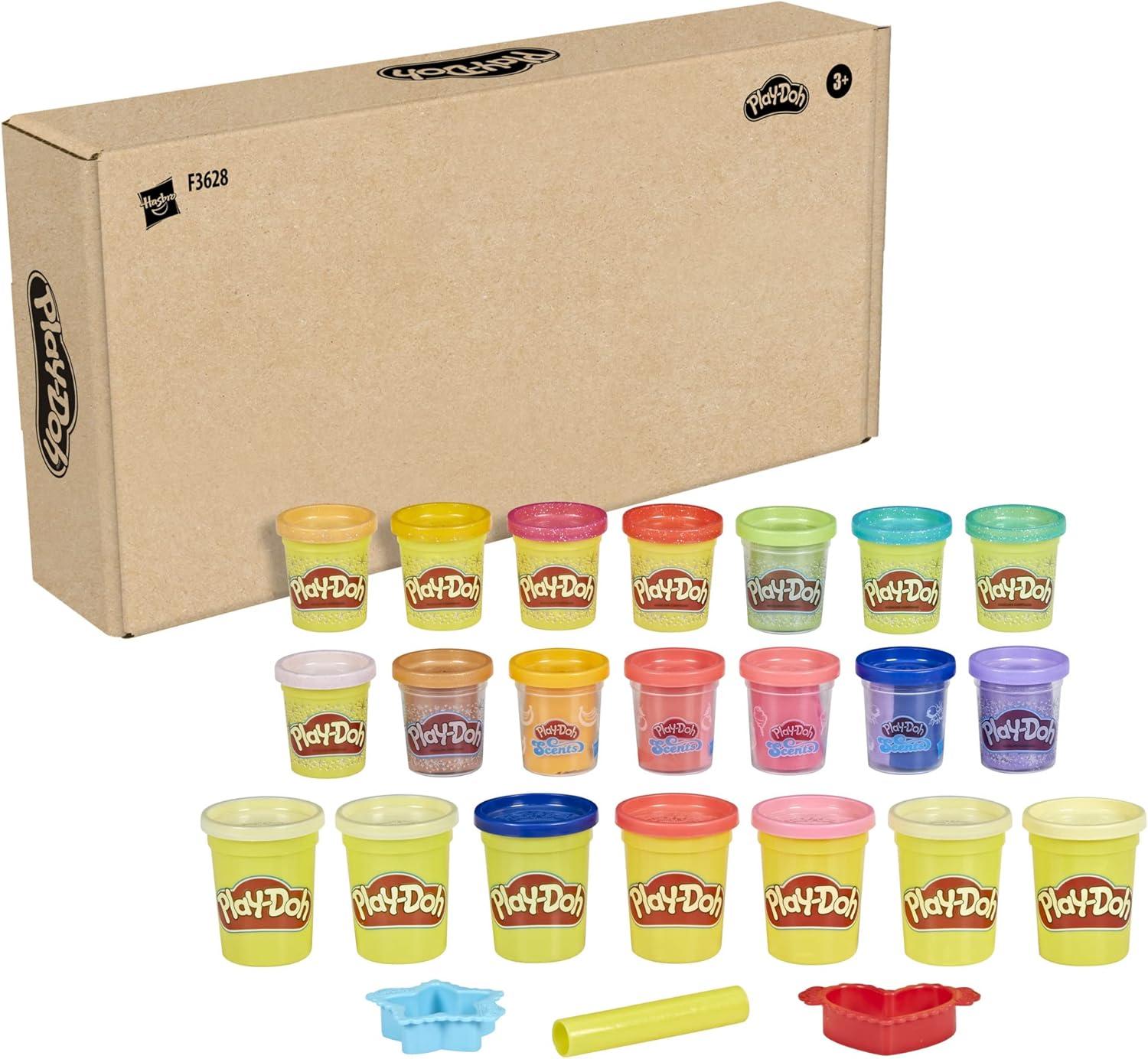 imagePlayDoh Bright n Happy Variety Pack with 21 Cans of Modeling Compound Including Scented Sparkle Metallic Arts and Crafts Toy for Kids 3 and Up NonToxic Amazon Exclusive