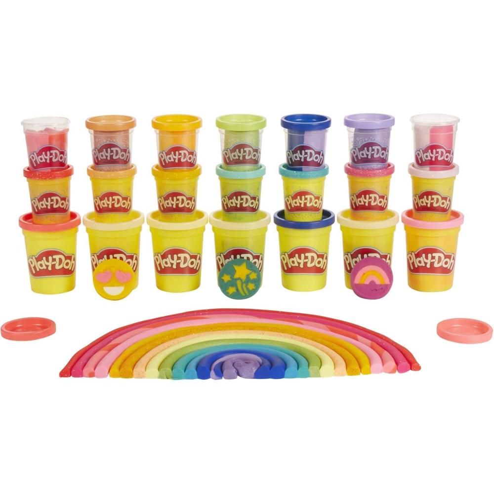 imagePlayDoh Bright n Happy Variety Pack with 21 Cans of Modeling Compound Including Scented Sparkle Metallic Arts and Crafts Toy for Kids 3 and Up NonToxic Amazon Exclusive