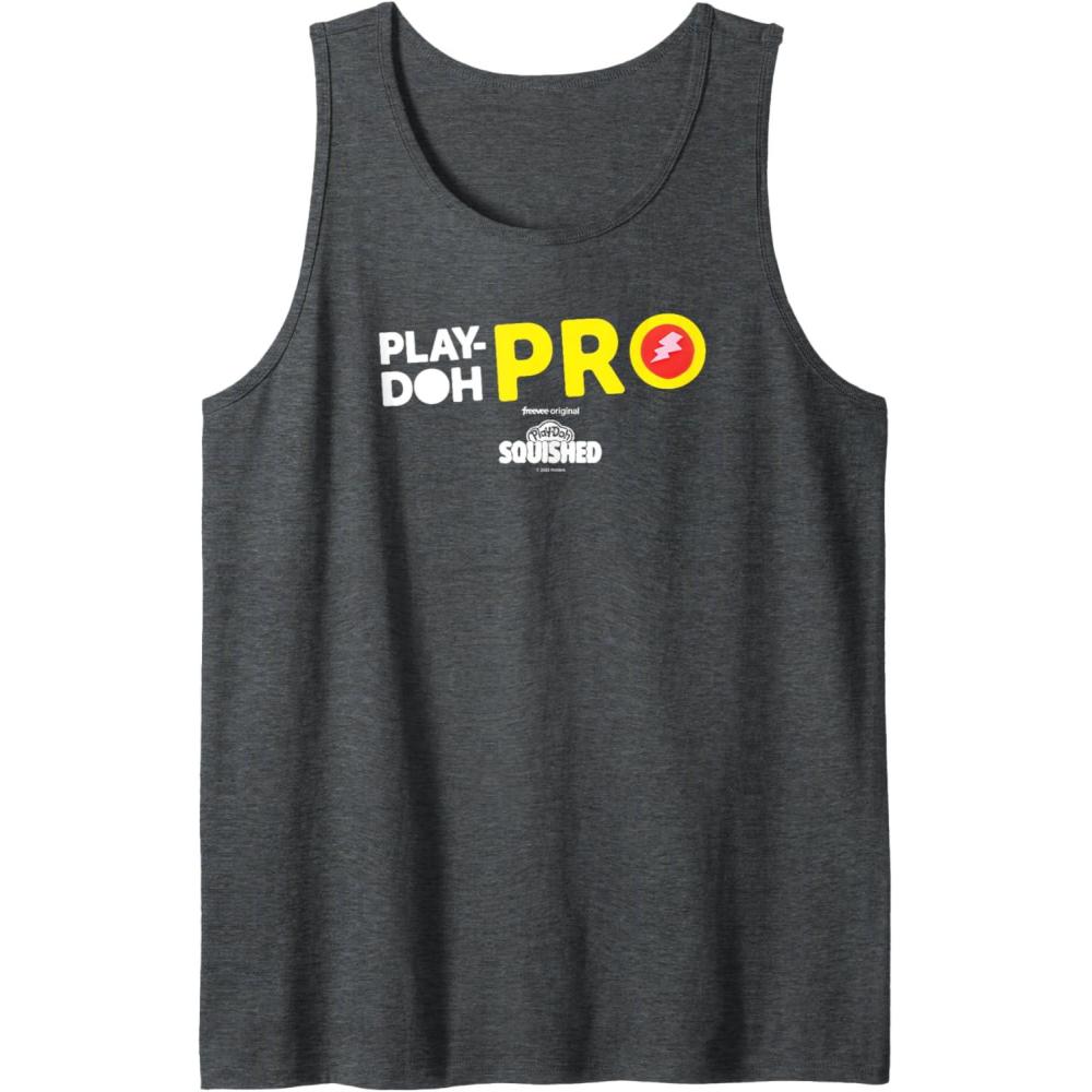 imagePlayDoh Squished Center PlayDoh Pro Bold Lightning Logo Tank TopDark Heather Grey