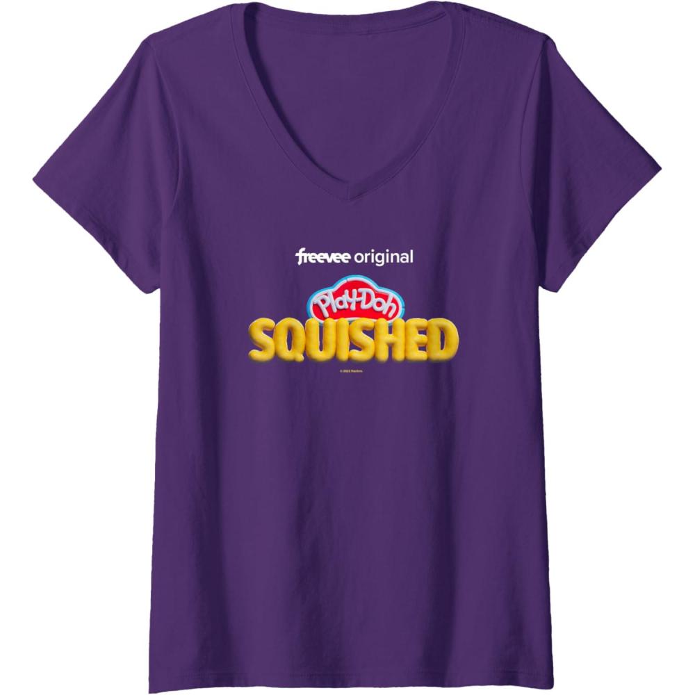 imagePlayDoh Squished Retro Classic Dough Logo VNeck TShirtPurple