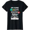 Play-Doh Squished Imagine Create Repeat Rainbow Stack Logo T-Shirt(Black)