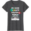 Play-Doh Squished Imagine Create Repeat Rainbow Stack Logo T-Shirt(Dark Heather Grey)