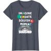 Play-Doh Squished Imagine Create Repeat Rainbow Stack Logo T-Shirt(Heather Blue)