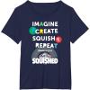 Play-Doh Squished Imagine Create Repeat Rainbow Stack Logo T-Shirt(Navy Blue)