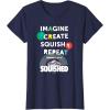 Play-Doh Squished Imagine Create Repeat Rainbow Stack Logo T-Shirt(Navy Blue)