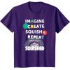 Play-Doh Squished Imagine Create Repeat Rainbow Stack Logo T-Shirt(Purple)