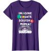 Play-Doh Squished Imagine Create Repeat Rainbow Stack Logo T-Shirt(Purple)