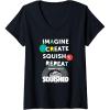 Play-Doh Squished Imagine Create Repeat Rainbow Stack Logo V-Neck T-Shirt(Black)